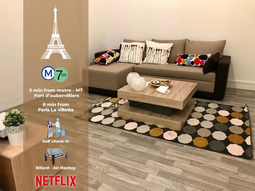 Grand F3 60M2 Pour 6 Personnes - Paris 19Eme - Stade De France - La Villette Обервил Екстериор снимка